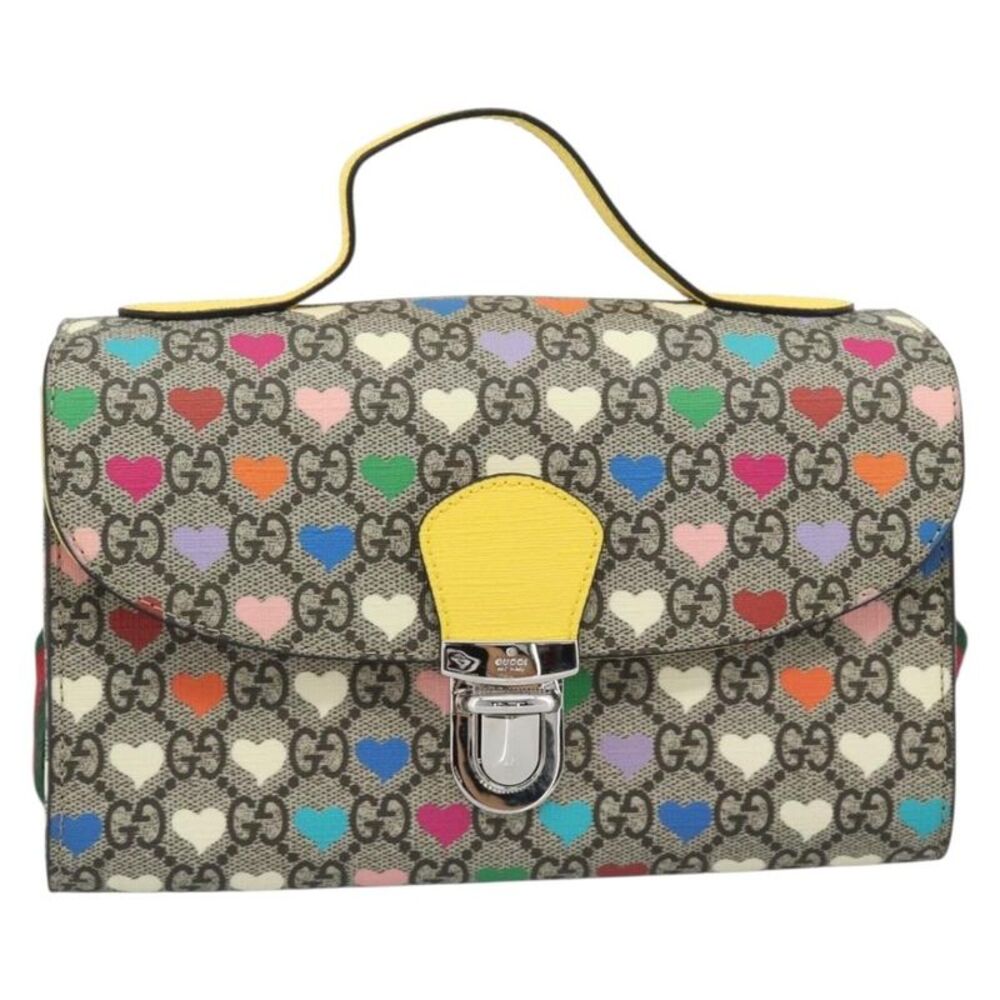 Gucci Children's Top Handle Flap Printed Gg Coated Canvas Beige Canvas Handbag
